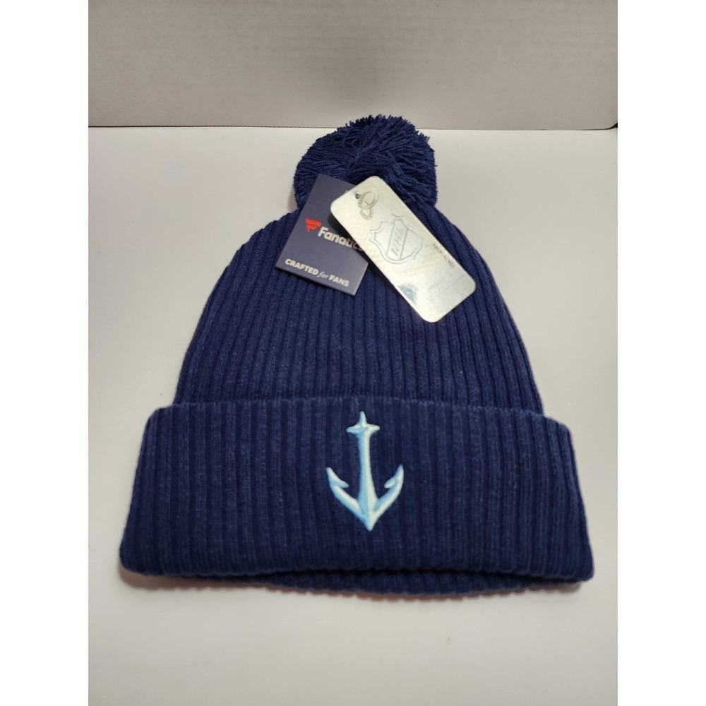 Fanatics Branded Seattle Kraken NHL Cuffed Pom Knit Beanie Hat Deep Sea Blue NEW